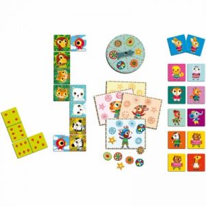  Djeco Coffret Bingo, Mémo, Domino Les Ptits Copains 