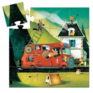  Djeco Le Camion De Pompier - Puzzle Silhouette 16 Pièces 