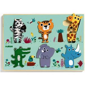  Djeco Puzzle à Encastrer: Coucou Jungle 12 Pièces 