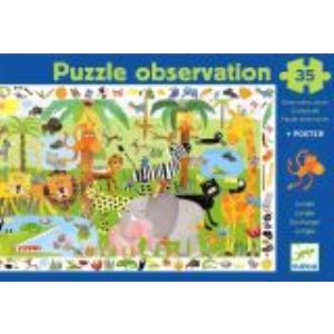  Djeco Puzzle Jeu D'observation: La Jungle + Poster 35 Pièces 