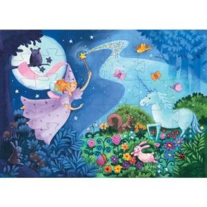  Djeco Puzzle Silhouette: La Fée Et La Licorne 36 Pièces 