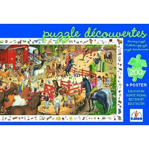  Djeco Puzzle Jeu D'observation Equitation + Poster 200 Pièces 