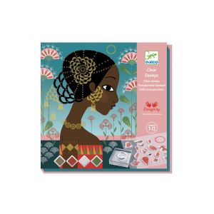  Djeco Kit Créatif - Tampons Transparents - Motifs Et Parures - 4 Tableaux 